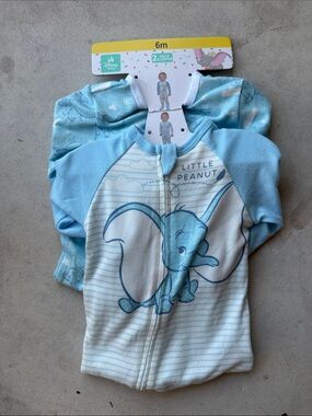 Disney Blue Dumbo 'Little Peanut' Infant Zipper Sleepers - 2 Pack
